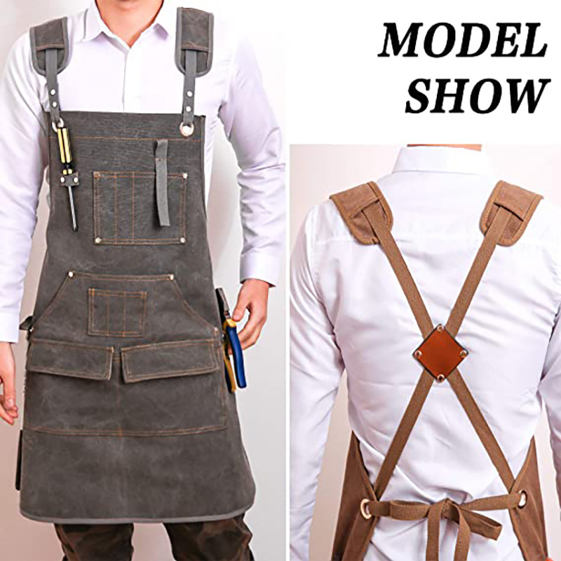 Woodworking Apron - مريلة قماشية بسيطة سميكة ومقاومة للاهتراء،