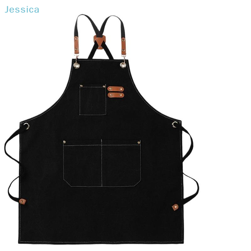 Woodworking Apron - ♥ مريلة من الدنيم الأسود مع