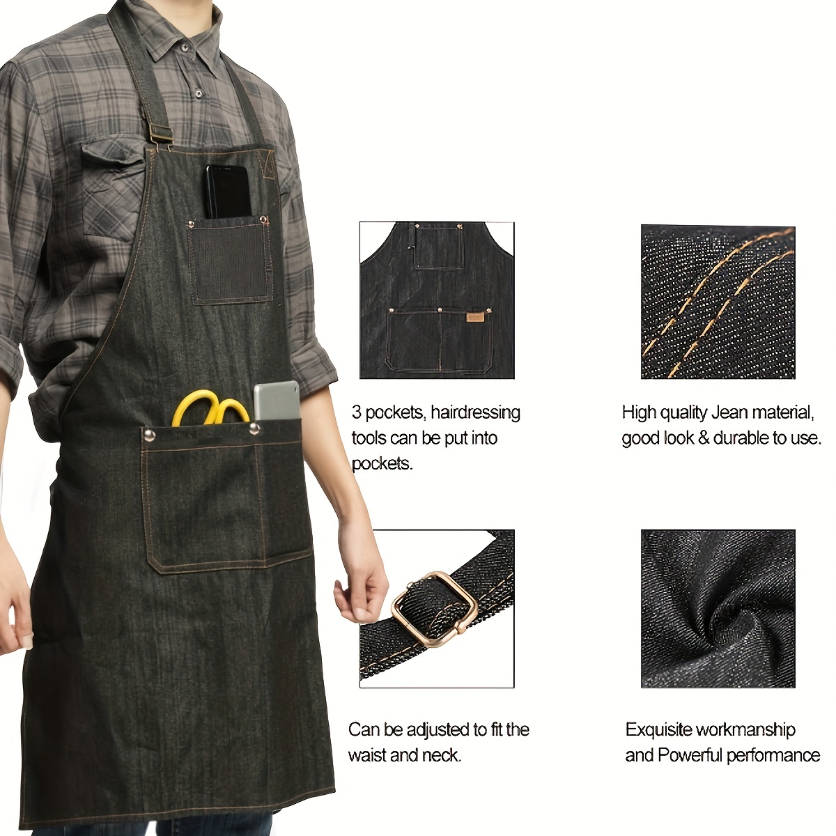 Woodworking Apron - مريلة أدوات جينز خفيفة الوزن مع