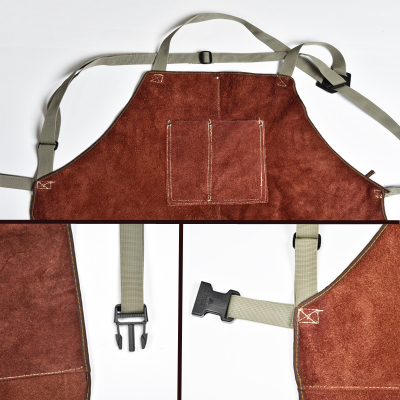 جلد البقر لحام دعوى المئزر قاب - مراجعة Woodworking Apron وسعره